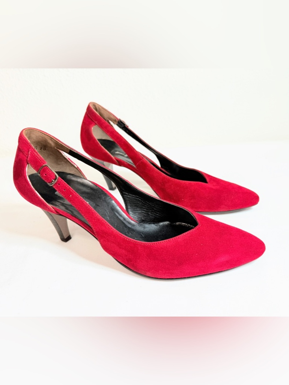 Paul Green Red Suede D’Orsay Heels Pointed Toe Pumps EU 38.5 US 8